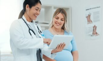 Shot of a doctor during a consultation with a pregnant patient in a clinic